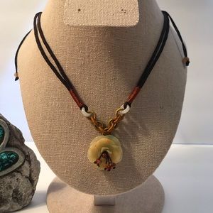 CARVED JADEITE ROSE CORD NECKLACE